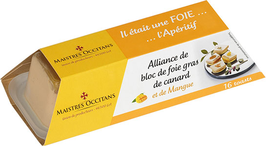 Alliance de bloc de foie gras de canard et de mangue mi-cuit 110g