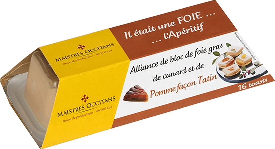 Alliance de bloc de foie gras de canard et de pommes façon tatin mi-cuit 110g