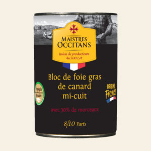 Bloc de foie gras de canard avec 30% de morceaux mi-cuit 400g