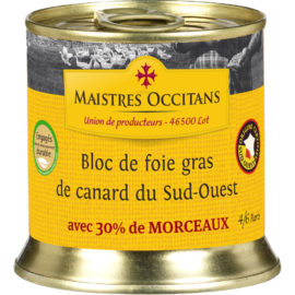 Bloc de foie gras de canard du Sud-Ouest avec morceaux (30% de morceaux) 200g