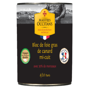 Bloc de foie gras de canard mi-cuit avec 30% de morceaux origine France 400g