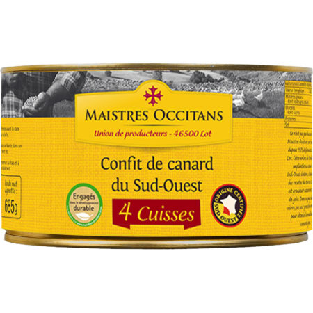 Confit de canard du Sud-Ouest 4 cuisses 1240g