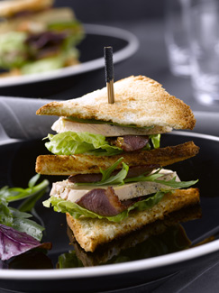 Club sandwich au foie gras et au magret fumé