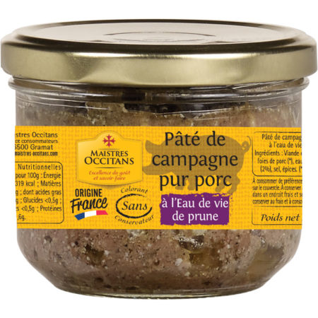 Pâté de campagne pur porc à l'eau de vie de prune 180g