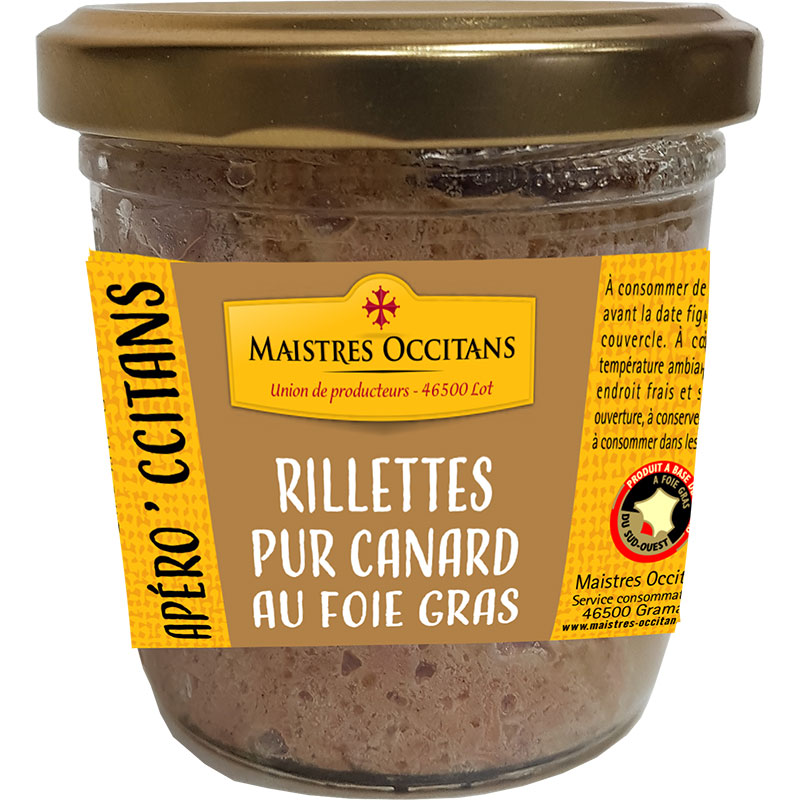 Rillettes pur canard du Sud-Ouest au foie foie gras (20% de foie gras de canard) 90g