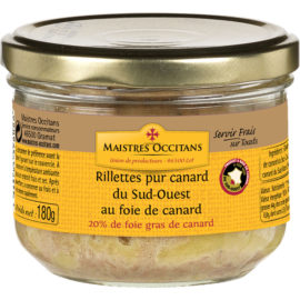 Rillettes pur canard du Sud-Ouest au foie gras (20% de foie gras de canard) 180g